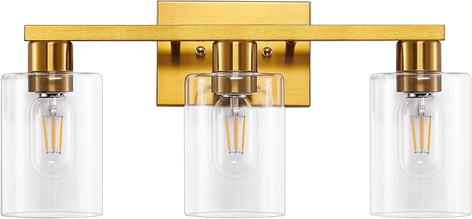 SOPEAS Gold 3-Light Bathroom Vanity Light, Modern Brushed Gold Vanity Lights by SOPEASGlobalperspective