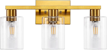SOPEAS Gold 3-Light Bathroom Vanity Light, Modern Brushed Gold Vanity Lights by SOPEASGlobalperspective