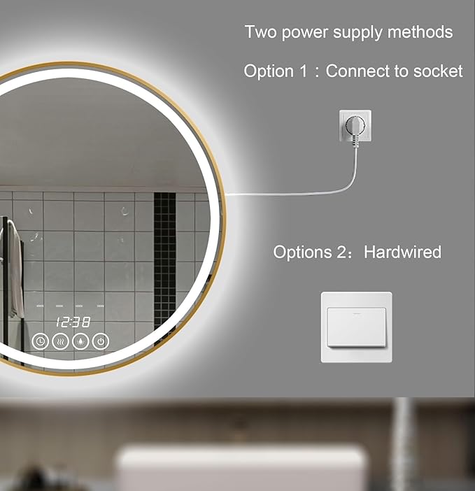 24 Inch Wall-Mounted Round Bathroom Mirror - Image 7