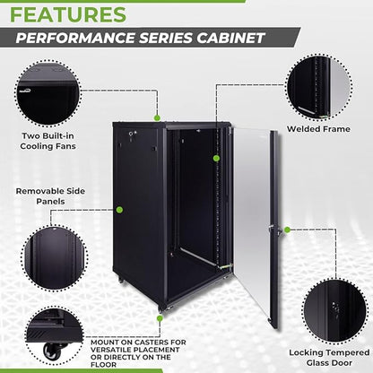 NavePoint 22U Server Cabinet Wall Mount Rack Enclosure - Image 2