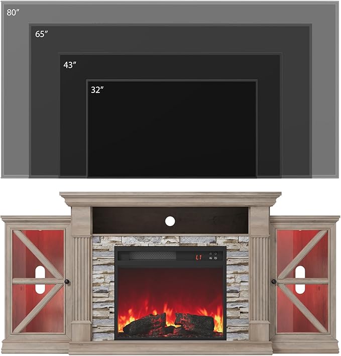 QUW Electric Fireplace TV Stand, Modern TV Console Table - Image 3