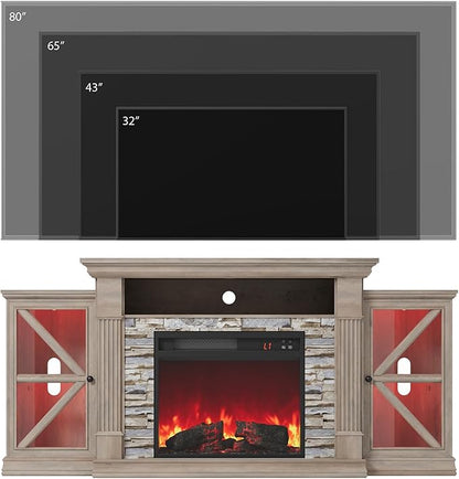 QUW Electric Fireplace TV Stand, Modern TV Console Table - Image 3
