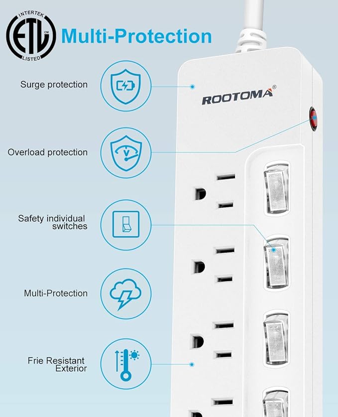 ROOTOMA Power Strip Surge Protector - Image 3