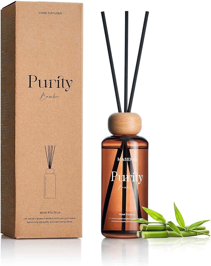 M&SENSE Bamboo Reed Diffuser: 6.3 fl oz Non-Toxic Aroma Set by MSENSE