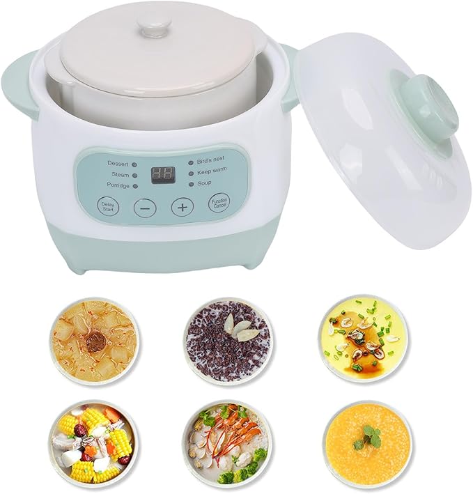 TOPINCN 1L 200W Electric Stew Pot, Smart ABS Ceramic Mini Slow Cooker, Dorm Room - Image 6