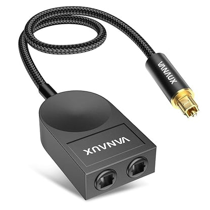 VANAUX Optical Audio Splitter 1 in 2 Out, SPDIF Toslink Digital Optical Audio by VANAUX