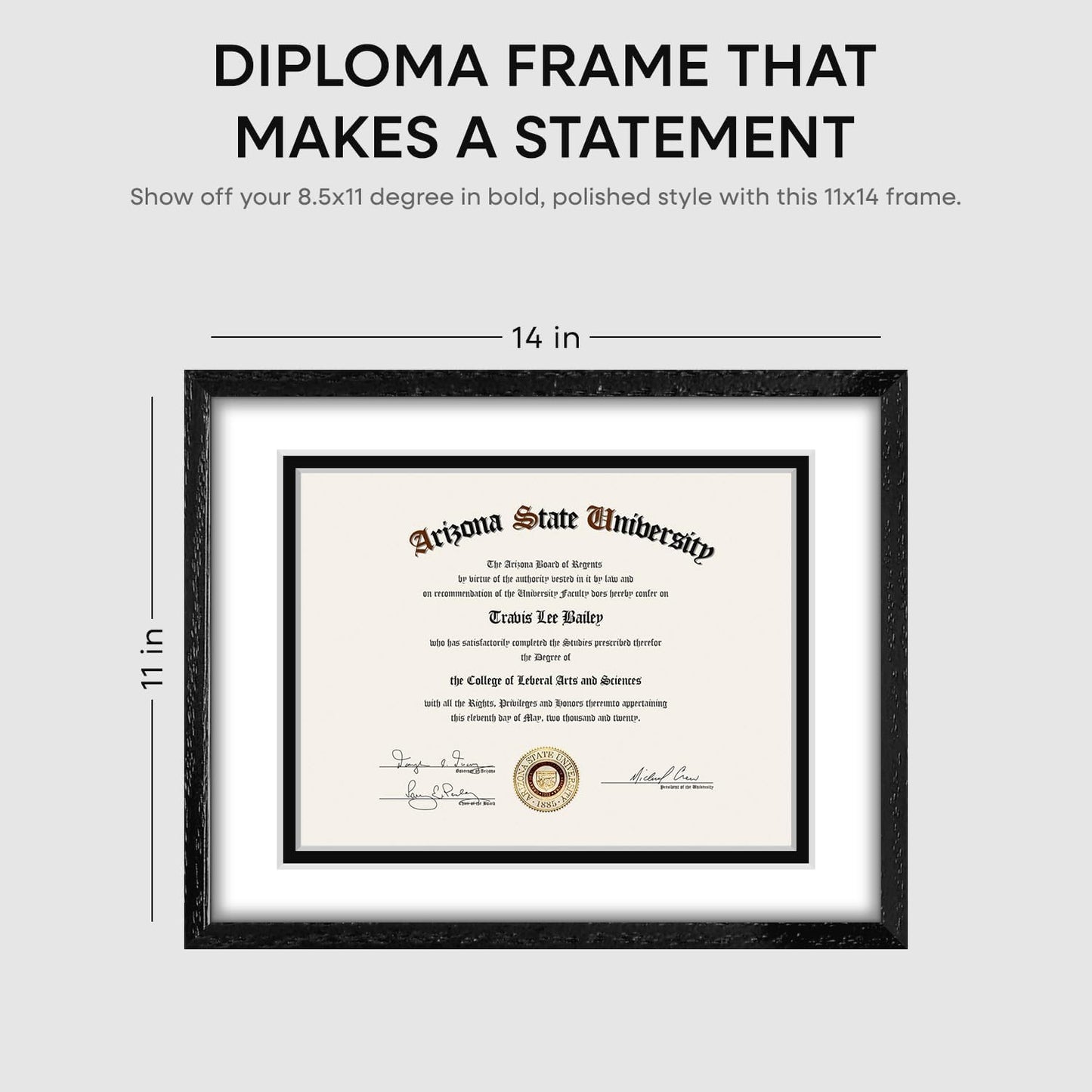 11x14 White Oak Diploma Frame, High-End Wood, 8.5x11 Mat, Glass | High End Solid Oak Wood, Tempered Glass, Acid-Free 8.5x11 Removable Mat, 11x14 Edge-to-Edge Display 14x11, Wall Kit, Set Of 1
