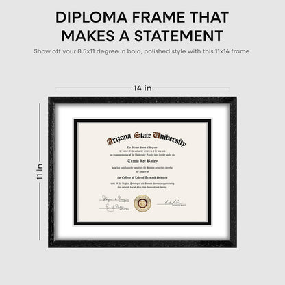 11x14 White Oak Diploma Frame, High-End Wood, 8.5x11 Mat, Glass | High End Solid Oak Wood, Tempered Glass, Acid-Free 8.5x11 Removable Mat, 11x14 Edge-to-Edge Display 14x11, Wall Kit, Set Of 1