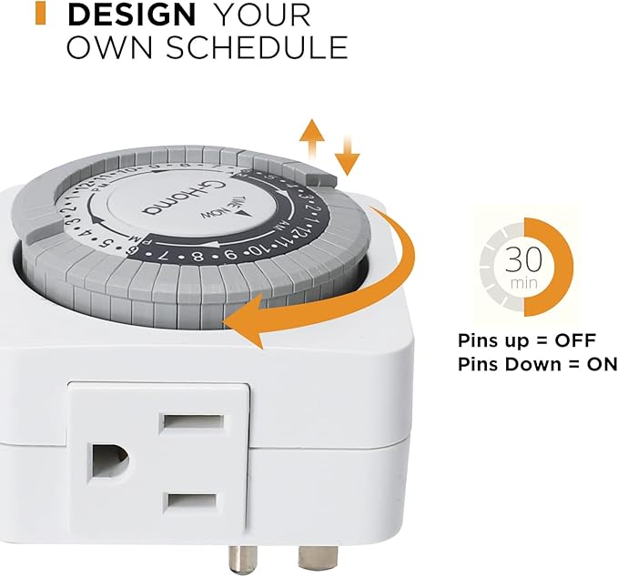 G-Homa Timers for Electrical Outlets, 24 Hour Indoor Plug-in Mechanical Timer - Image 4
