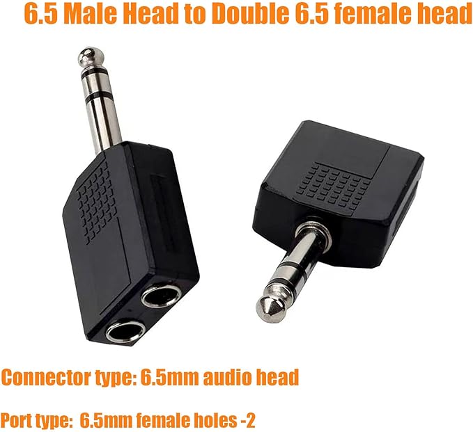 Sairps 1/4 Audio Splitter TRS Stereo Plug Interconnect Audio One Male 6.35mm - Image 3