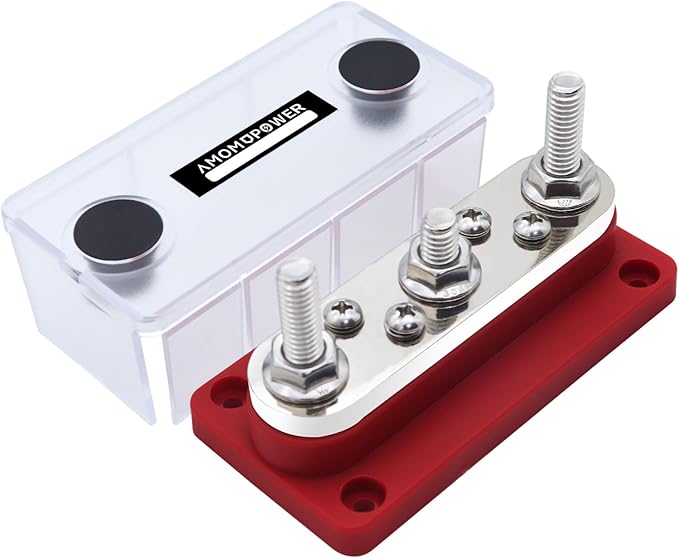 AMOMD 300A Bus Bars 3 Terminal Studs M8 4x8#-32 Screws Nickel Plated Copper by AMOMD