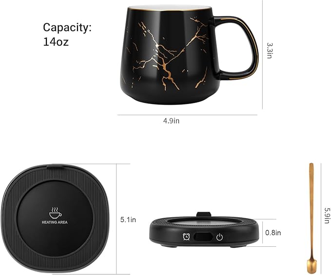 Coffee Mug Warmer & Luxury Marbling Mug Set, Electric Cup Warmer - Image 8
