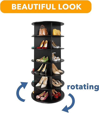 SpaceAid 6 Tier Rotating Shoe Rack Tower, Spinning Shoe Display Lazy Susan - Image 7