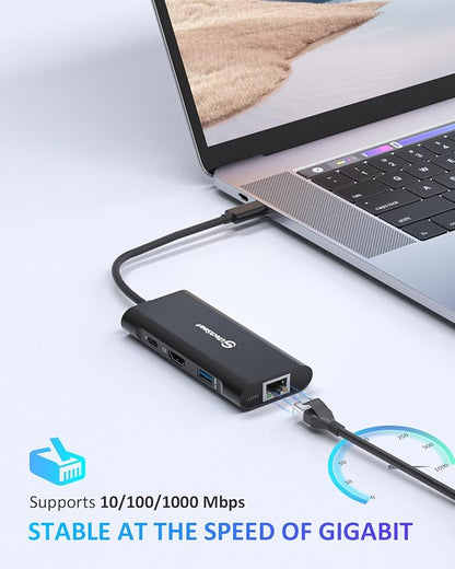 UtechSmart USB C Hub, Ethernet Multiport Adapter 6 in 1 USB C to HDMI Dock - Image 3
