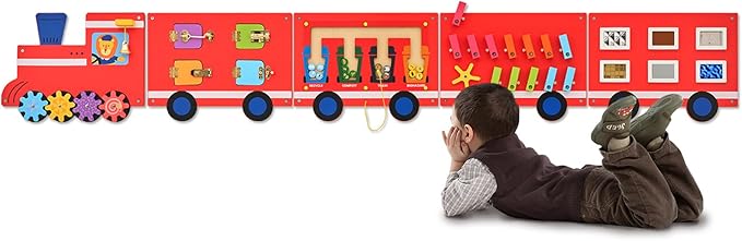 Monläurd® Wooden Train Activity Wall Panel by Monl%C3%A4urd