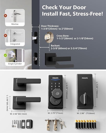 Philips Wi-Fi Smart Lock with Handles, WiFi Keyless Entry Front Door Lock Set - Image 8