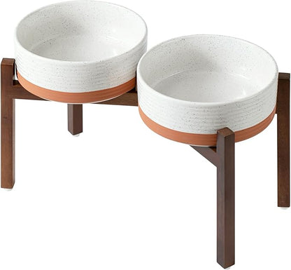 Ceramic 8.2inch Raised Double Dog Bowls Set by Havniva