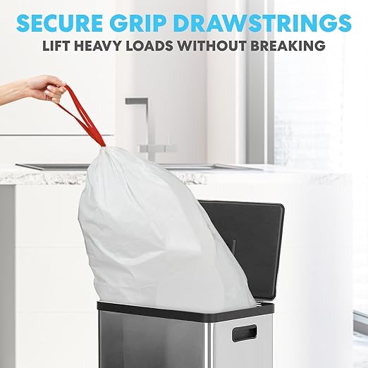 SIMPLI-MAGIC 13 Gallon Drawstring Trash Bags, 120 Pack – Tall Kitchen Garbage - Image 8