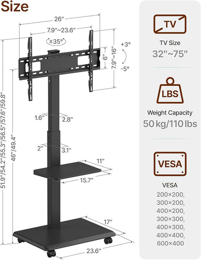 ECOTINY Steel Base Rolling TV Stand - Image 7