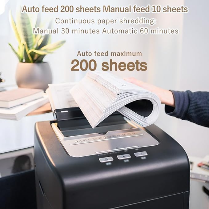 Commercial Autofeed Paper Shredder: 200 Sheets P-5 Micro Cut Shreds - Image 2