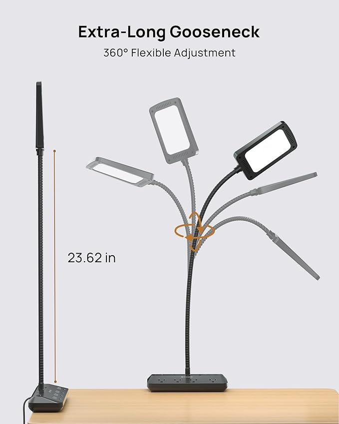 TROND LED Desk Lamp with Clamp Power Strip - Image 4