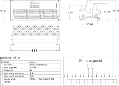 ANMBEST 2 in 20 Out Terminal Blocks Module, 25A DIN Rail and Panel Mounting - Image 5