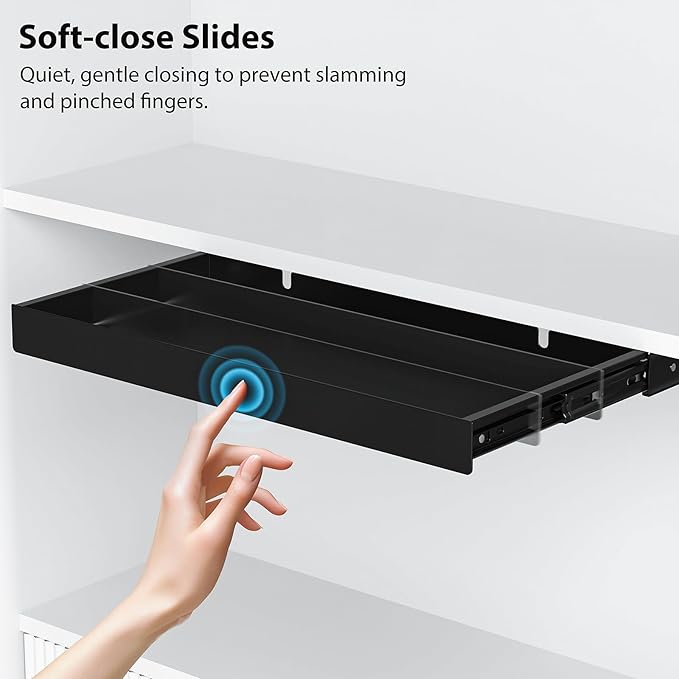 Under Desk Drawer, 20.1 inch Carbon Steel Slide-Out Under Table Storage - Image 8