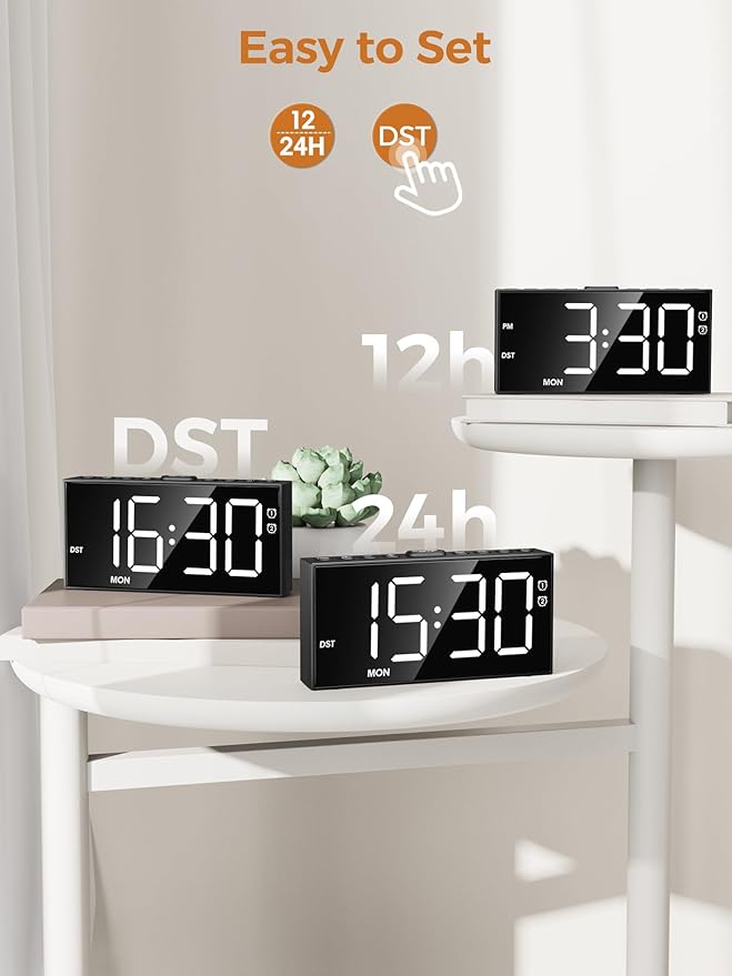 PPLEE Alarm Clock for Bedroom, Upgrade Digital Clock Large Bold Number - Image 8