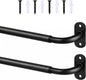 2 Pack French Door Curtain Rod, Sash Curtain Rod Adjustable 18-32in, Black | 3/8in Wrap Around Metal Cafe Curtain Rod Mount With Screws, Supports Up To 20 lb for French Doors, Windows and Sidelights