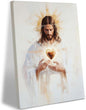 Framed Jesus Sacred Heart Christian Religious Wall Art Decor Canvas Print Print Poster Artwork Christian Home Decor Gallery for prayer room Bedroom Living Room 12x16 Inch Ready to Hang