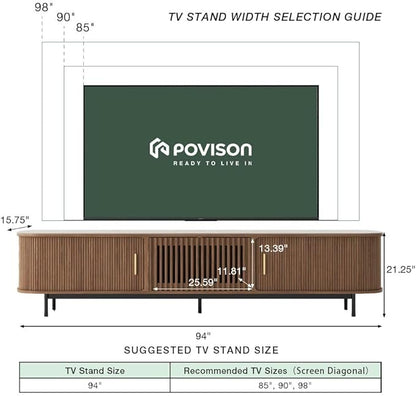 POVISON Fully-Assembled Mid Century Modern Black TV Stand - Image 4