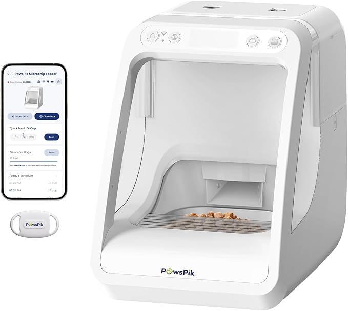 PawsPik Automatic Microchip RFID Cat Feeder, ISO Microchip & PawsPik RFID Tag by PawsPik