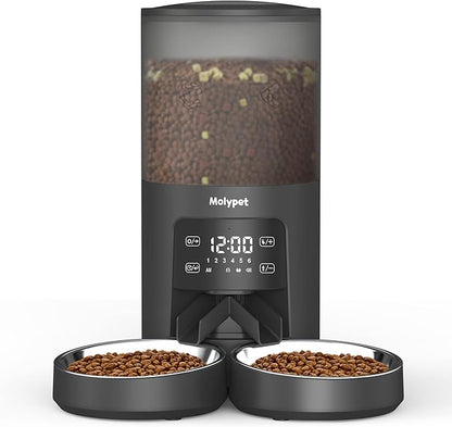 Automatic Cat Feeders for 2 Cats - 6L Food Dispenser by Molypet