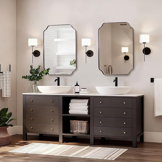 ANDY STAR Brushed Bronze Scalloped Mirror, Unique Rectangular Bathroom Mirror - Image 6