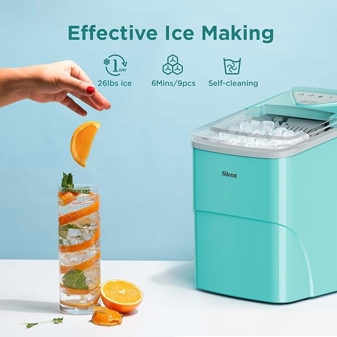 Silonn Ice Makers Countertop, 9 Cubes Ready in 6 Mins, Self-Cleaning Ice Machine - Image 2