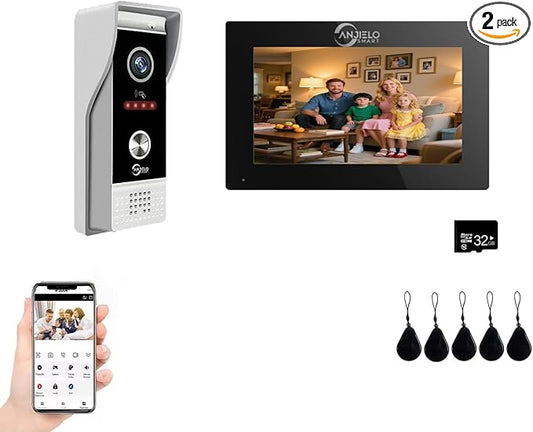 Video Doorbell Intercom System, 7 Inches Touch Screen Video Doorbell Door Phone by ANJIELOSMART
