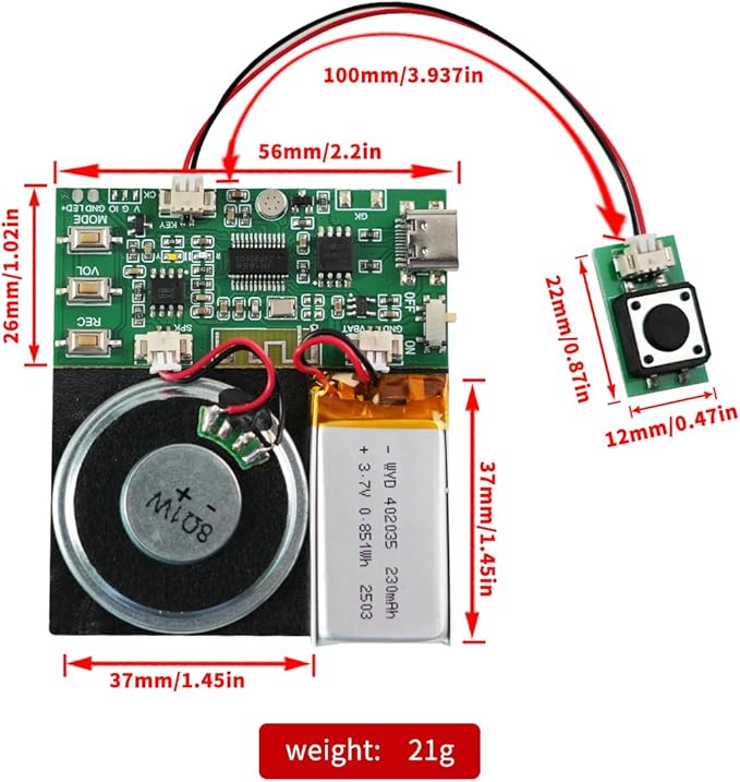 Bluetooth & MIC Recording Audio Sound Module, 8MB Voice Chips - Image 3