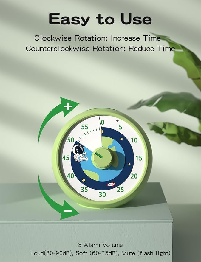 Visual Timer for Kids, 60-Minute Countdown Timer for Classroom Office Kitchen - Image 4