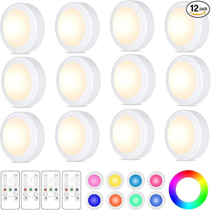 Yiliaw 12 Pack LED Puck Lights Remote Control 16 Color Changeable Under Cabinet by Yiliaw