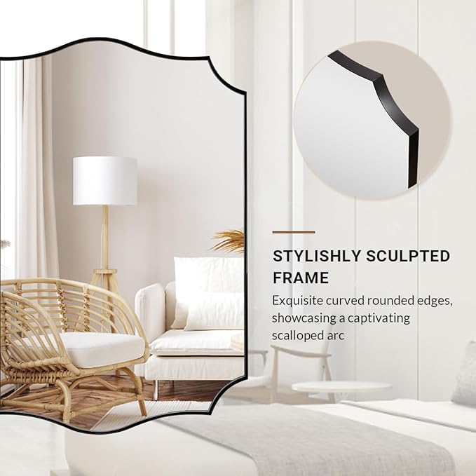 ANDY STAR Bathroom Mirror, 28x36 Inch Matte Black Vanity Mirror, Unique - Image 8
