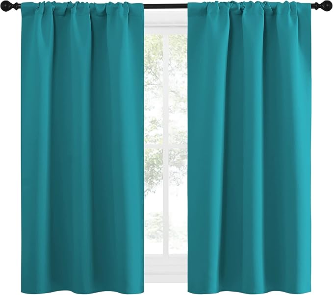 NICETOWN Peacock Blue Blackout Curtains Panels - Image 2