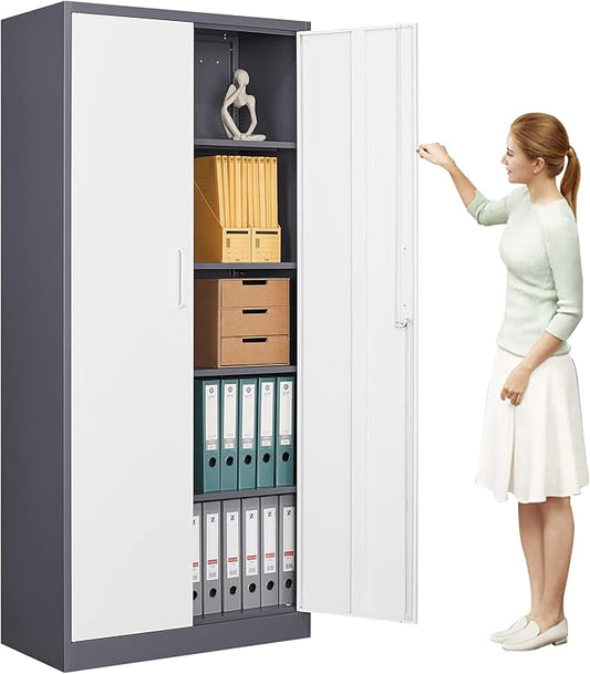 MIIIKO Metal Cabinet with Doors and Shelves, Tall Filing Cabinet by MIIIKOOfficeFurniture