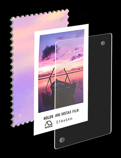 WINKINE Polaroid Magnet Frames for Refrigerator, Instax Magnetic Photo Frames, 2x3 Picture Frame Scalloped for Fujifilm Instax Mini & Polaroid Film, Wallet Size Picture Display