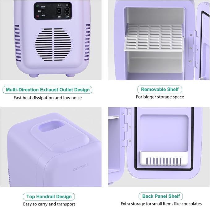 CROWNFUL Mini Fridge, 4 Liter/6 Can Portable Cooler and Warmer Personal - Image 6
