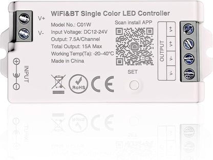 TUNICHX C01W Monochrome LED Strip Controller 2.4 GHz WiFi Group Controller by TUNICHX