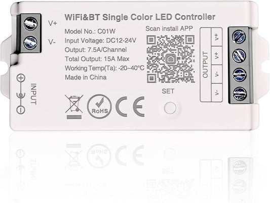 TUNICHX C01W Monochrome LED Strip Controller 2.4 GHz WiFi Group Controller by TUNICHX