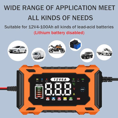 6-Amp 12V Smart Car Battery Charger, Battery Maintainer Trickle Charger - Image 4