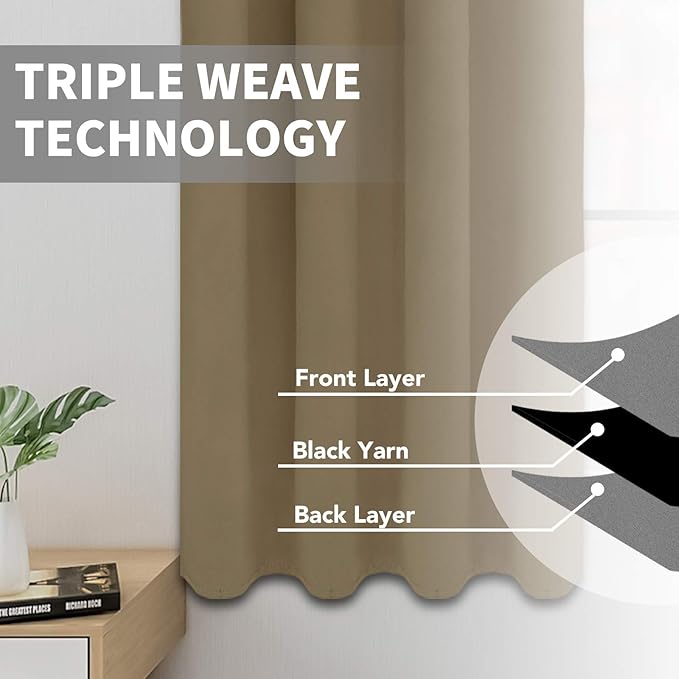 Easy-Going Blackout Curtains for Bedroom, Solid Thermal Insulated Grommet and - Image 3
