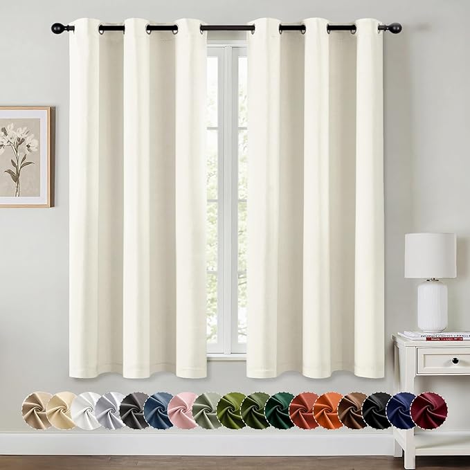 MIULEE Cream Blackout Curtains for Bedroom Living Room 63 Inches Long 2 Panels by MIULEE