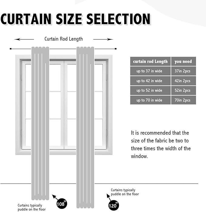 Anytime 100% Blackout Curtain 2 Panels Set, Thermal Insulated Window Drapes - Image 2